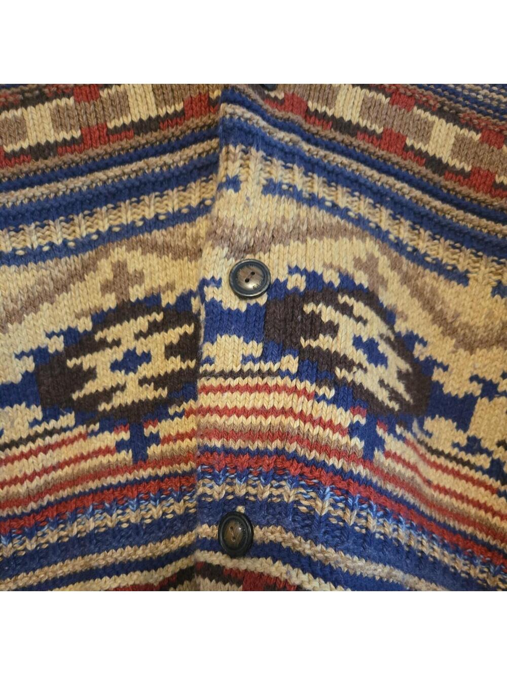 American Eagle Mens Heavy Knit Sweater southwestern Aztec Cottonwool Blend shawl - Picture 2 of 8